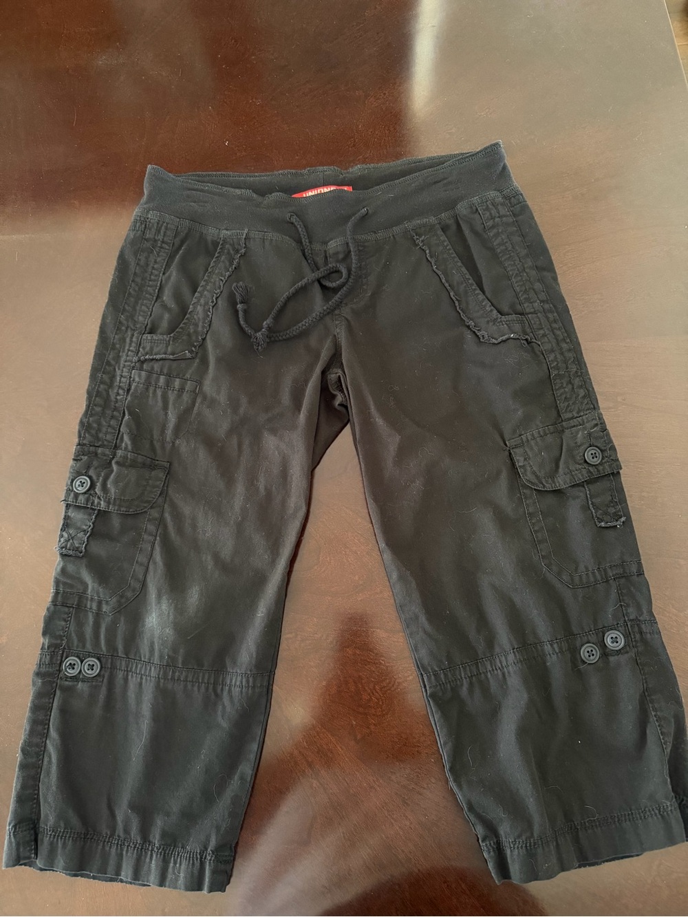 UNIONBAY Black Cargo Capris with Drawstring Waist